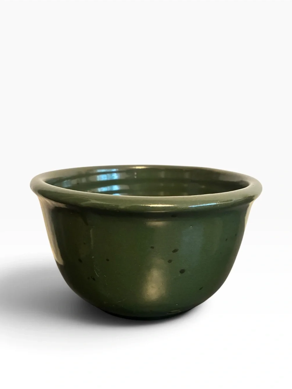 Handcrafted Studio Pottery Green Gold Reindeer Elk Bowl Signed Artisan Ceramic